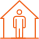 orange house with man inside icon